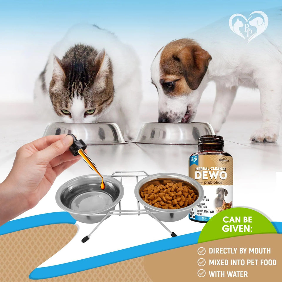 Cats And Dogs Natural Worm Treatment With Probiotic Liquid Herbal Medicine Prevention Medication Supplement Drops For Kitten And Puppies For Daily Use With Pet Food