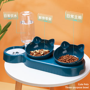 Food Basin Double Bowl Protective Cervical Spine Automatic Drinking Bowl Pet Supplies