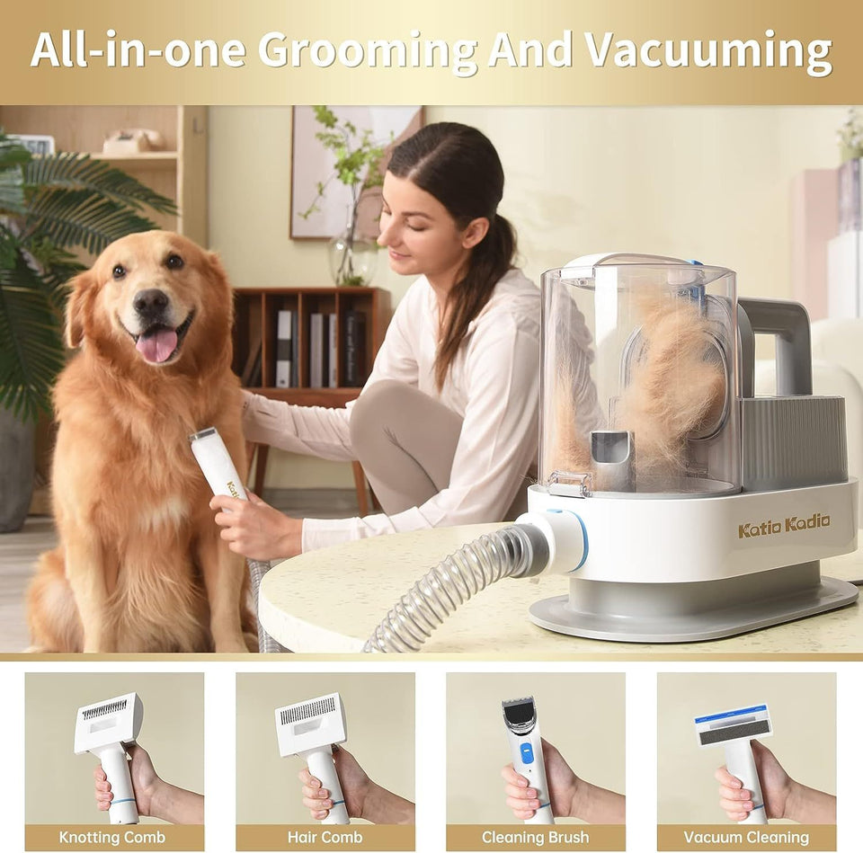 Pet Grooming Kit, 5 In 1 Dog Grooming Kit With 2 Suction Mode, Low Noise 5 In 1 Dog Grooming, Dog Vacuums For Hair Cleaning For Shedding Small, Medium Pet For Dog Hair At Home